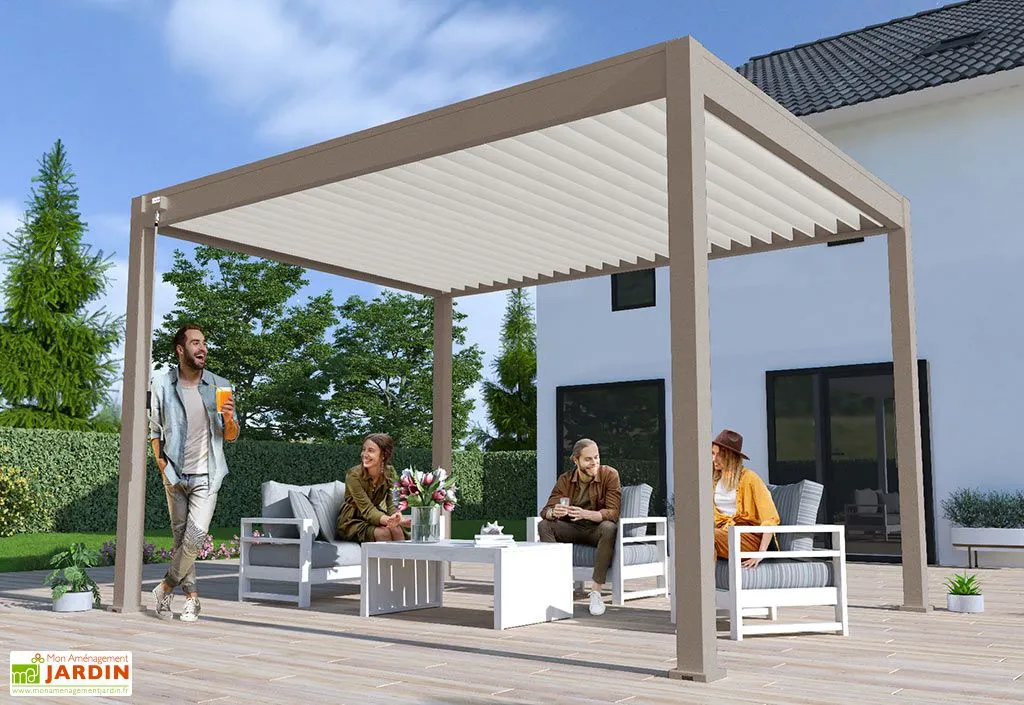 Ombréa Pergola Bioclimatique Ombréa En Aluminium 3 X 4 M Autoportée - Taupe 2 Ombréa Pergola Bioclimatique Ombréa En Aluminium 3 X 4 M Autoportée - Taupe – Image 2