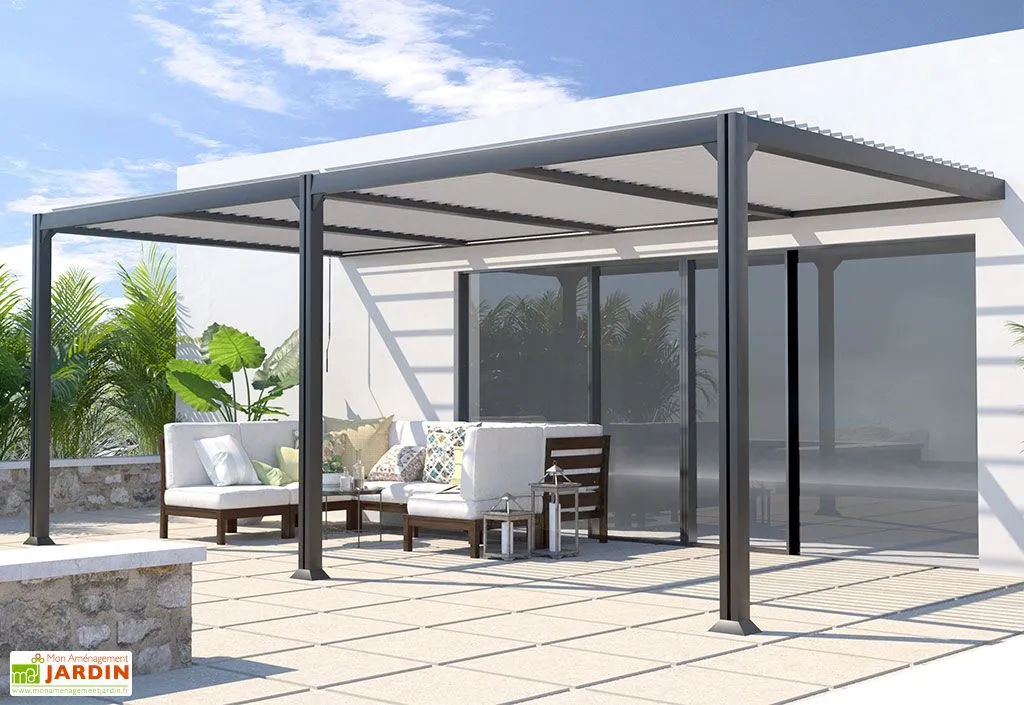 COULEURS DU MONDE Pergola Bioclimatique Adossée En Aluminium 3 X 6 M - Seattle 1 COULEURS DU MONDE Pergola Bioclimatique Adossée En Aluminium 3 X 6 M - Seattle