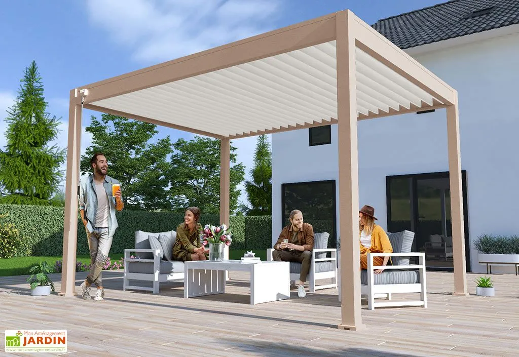 Ombréa Pergola Bioclimatique Ombréa En Aluminium 3 X 4 M Autoportée - Beige Agathe 2 Ombréa Pergola Bioclimatique Ombréa En Aluminium 3 X 4 M Autoportée - Beige Agathe – Image 2