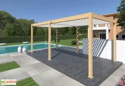 Ombréa Pergola Bioclimatique Ombréa En Aluminium 3 X 6 M Autoportée - Imitation Bois -magasin de mobilier d'extérieur pergola bioclimatique effet bois 3x6m ombrea 15 712324