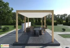 Ombréa Pergola Bioclimatique Ombréa En Aluminium 3 X 6 M Autoportée - Imitation Bois -magasin de mobilier d'extérieur pergola bioclimatique imitation bois 3x6m ombrea 15 712324