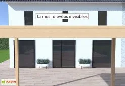 Ombréa Pergola Bioclimatique Ombréa En Aluminium 3 X 4 M Autoportée - Imitation Bois -magasin de mobilier d'extérieur pergola bioclimatique lames relevees invisibles 15 728257