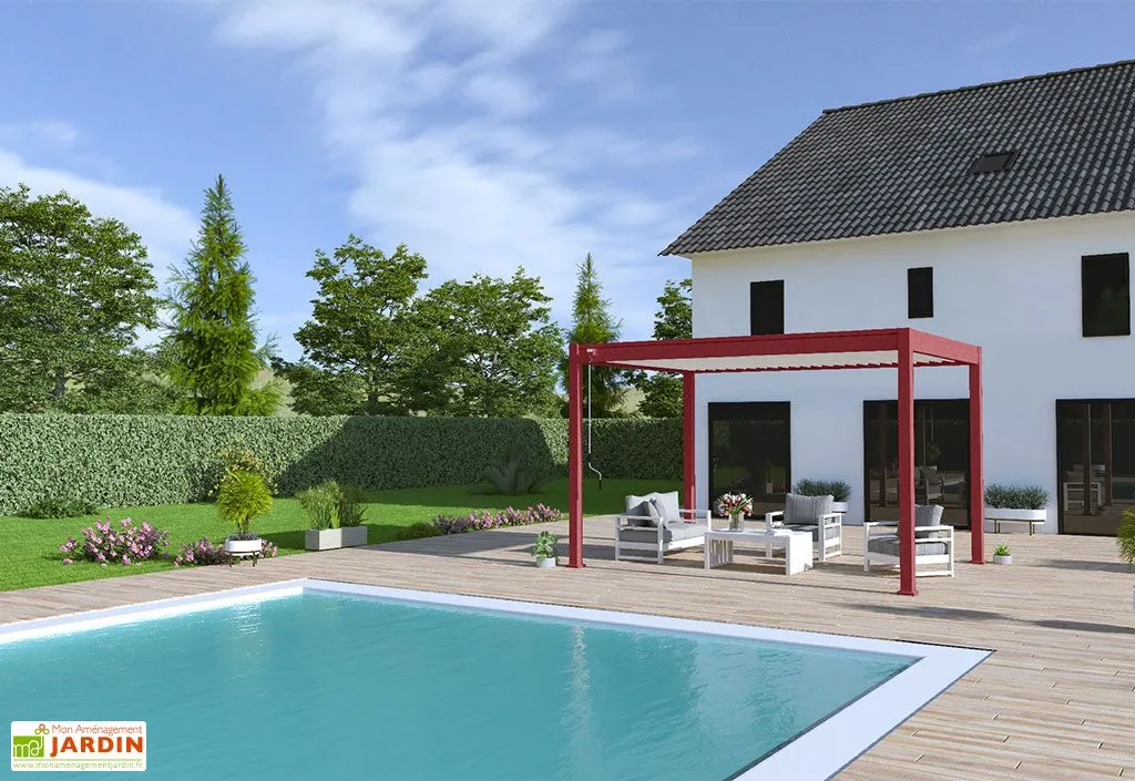 Ombréa Pergola Bioclimatique Ombréa En Aluminium 3 X 4 M Autoportée - Rouge Basque 3 Ombréa Pergola Bioclimatique Ombréa En Aluminium 3 X 4 M Autoportée - Rouge Basque – Image 3