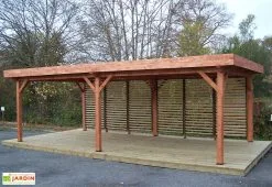 Habrita Tonnelle En Bois Avec Parois Lames Orientables – Ombra 7,5 X 4 M -magasin de mobilier d'extérieur pergola bois autoportee ombra