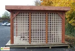 Habrita Tonnelle En Bois Avec Treillage Toit Plat Bac Acier – Ombra 4 X 4 M
