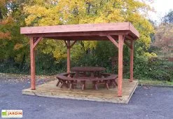 Habrita Tonnelle En Bois Avec Treillage Toit Plat Bac Acier – Ombra 4 X 4 M -magasin de mobilier d'extérieur pergola bois traite 4x4m ombra