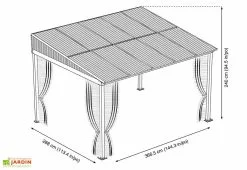Sojag Tonnelle Adossée En Aluminium Et Polycarbonate St Barth 10,77 M² -magasin de mobilier d'extérieur plan tonnelle adossee aluminium polycarbonate stbarth 10m2