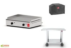 Pla.Net Plancha à Gaz En Inox Alfa 600 (40 X 60 Cm) + Chariot Et Housse