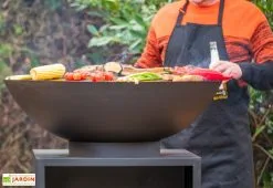 Redfire Braséro Plancha D’extérieur Avec Plaque De Cuisson En Acier - ø 80 X 101 Cm -magasin de mobilier d'extérieur plancha alimentation bois