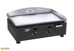 ROLLER GRILL Plancha à Gaz En Inox 2 Brûleurs 5,5 KW Noir - 59 X 38 Cm