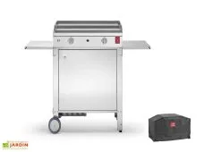 Pla.Net Plancha Gaz Inox CHEF 55 XL + Chariot Fermé (Pack Complet)