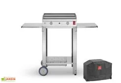 Pla.Net Plancha Gaz Inox CHEF 55 XL + Chariot Ouvert (Pack Complet)