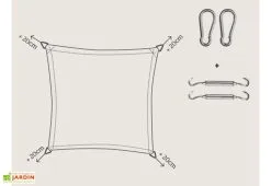 Nesling Voile D’ombrage Carré En Polyéthylène Coolfit – 3,6 M -magasin de mobilier d'extérieur schema montage toile carre
