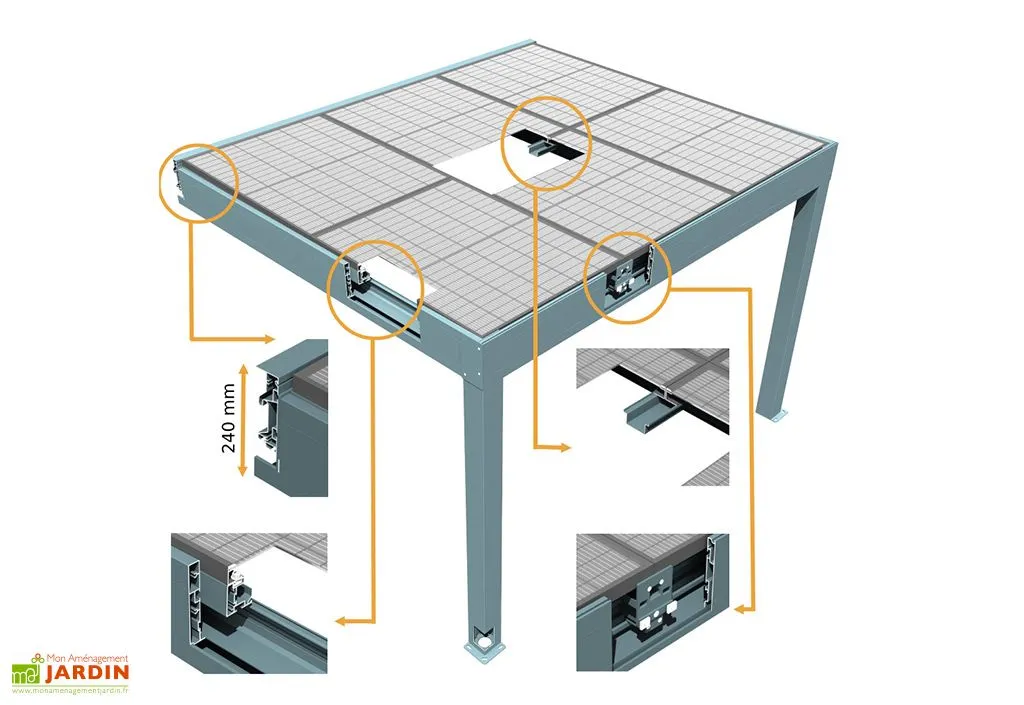 Intersun Pergola Photovoltaïque En Aluminium Heliolite Gris – 16,3 M² 2 Intersun Pergola Photovoltaïque En Aluminium Heliolite Gris – 16,3 M² – Image 2