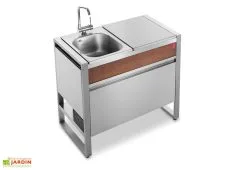 Pla.Net Cuisine Extérieure En Inox Avec évier + Mitigeur + Plan De Travail Oasi 97C