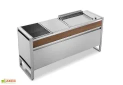 Pla.Net Table De Cuisson En Inox Avec Plancha électrique + Plaque à Induction Oasi 183C