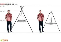 CooKking Ensemble Braséro Bali Avec Trépied, Poulie Et Grille De Cuisson -magasin de mobilier d'extérieur taille trepied cookking avec homme comparaison 2