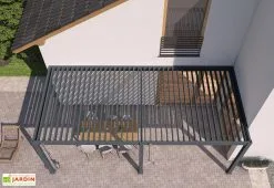 Ombréa Pergola Bioclimatique Ombréa En Aluminium 3 X 6 M Adossée - Anthracite -magasin de mobilier d'extérieur toiture pergola bioclimatique adossee 3x6m aluminium ombrea 15 729216