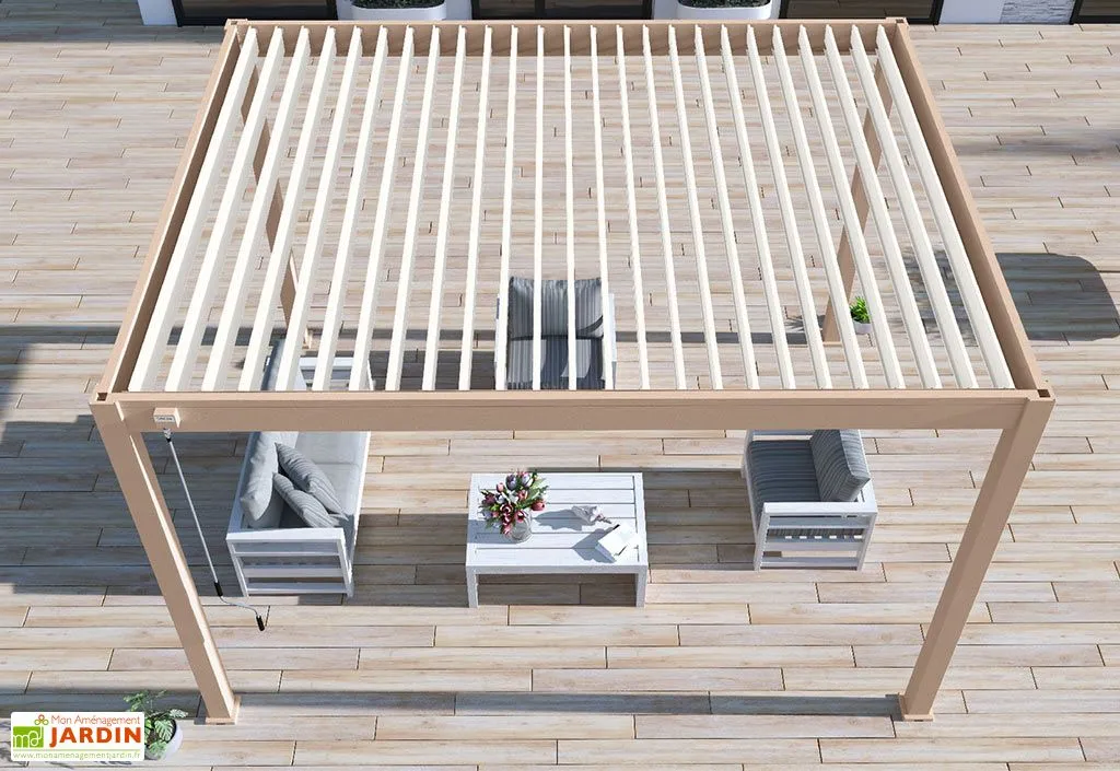Ombréa Pergola Bioclimatique Ombréa En Aluminium 3 X 4 M Autoportée - Beige Agathe 4 Ombréa Pergola Bioclimatique Ombréa En Aluminium 3 X 4 M Autoportée - Beige Agathe – Image 4