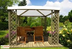 magasin de mobilier d'extérieur 12 Alce Living Tonnelle De Jardin En Bois Autoclave Et Toile PVC – Fox 9 M²