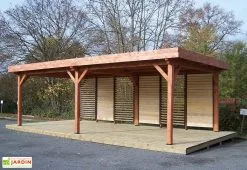 Habrita Tonnelle En Bois Avec Parois Lames Orientables – Ombra 7,5 X 4 M -magasin de mobilier d'extérieur tonnelle bois autoportee ombra