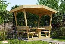 Weka Tonnelle En Bois De Pin Traité Avec Table Et Bancs – 2,93 M²
