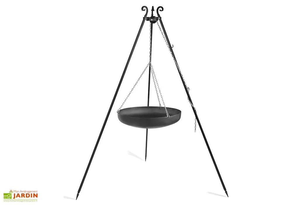 CooKking Trépied 180 Cm Et Wok Acier Brut Pour Braséro 1 CooKking Trépied 180 Cm Et Wok Acier Brut Pour Braséro