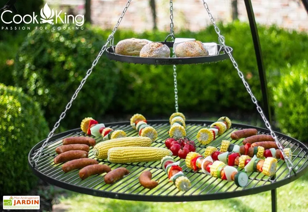CooKking Trépied 200 Cm Et 2 Grilles De Cuisson Ronde Acier Brut Pour Braséro 2 CooKking Trépied 200 Cm Et 2 Grilles De Cuisson Ronde Acier Brut Pour Braséro – Image 2