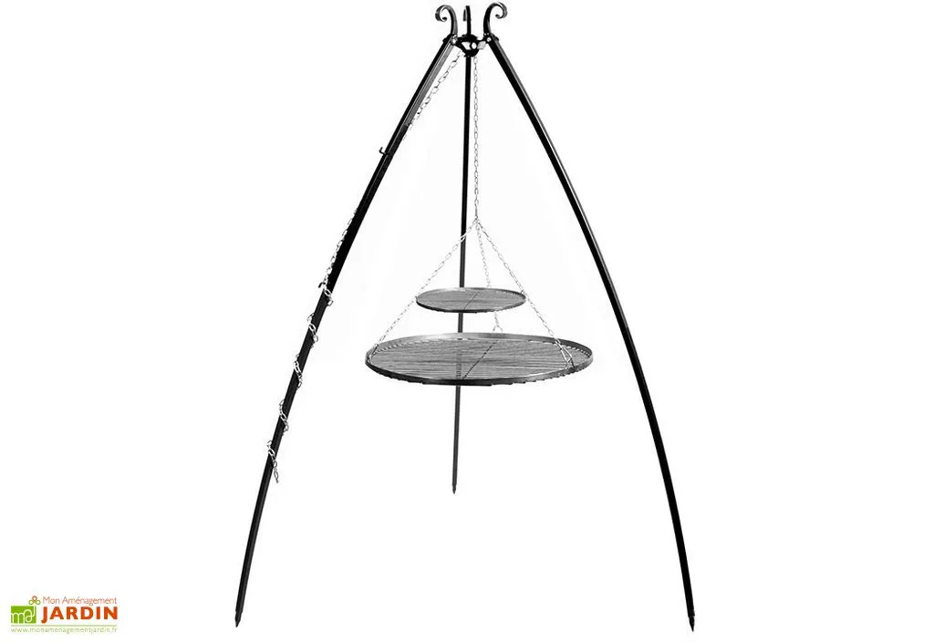 CooKking Trépied 200 Cm Et 2 Grilles De Cuisson Ronde Acier Brut Pour Braséro 1 CooKking Trépied 200 Cm Et 2 Grilles De Cuisson Ronde Acier Brut Pour Braséro