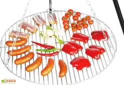 Farmcook Ensemble Trépied + Grille De Cuisson En Inox Pour Braséro Nobel -magasin de mobilier d'extérieur trepied grille cuisson inox brasero