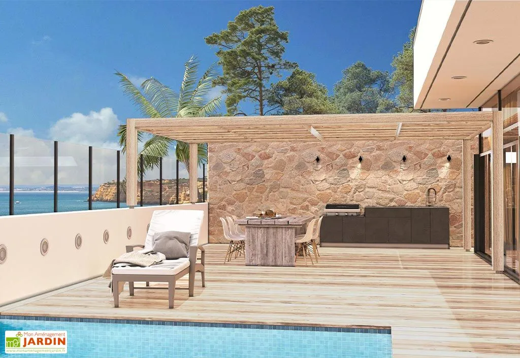 Cuisine D'Été Cuisine Extérieure En Bois Et Aluminium 282 X 61 Cm Urban 3 Cuisine D'Été Cuisine Extérieure En Bois Et Aluminium 282 X 61 Cm Urban – Image 3