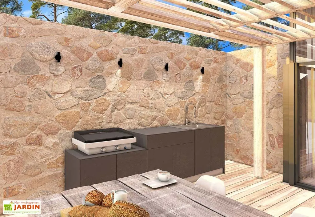 Cuisine D'Été Cuisine Extérieure En Bois Et Aluminium 282 X 61 Cm Urban 2 Cuisine D'Été Cuisine Extérieure En Bois Et Aluminium 282 X 61 Cm Urban – Image 2